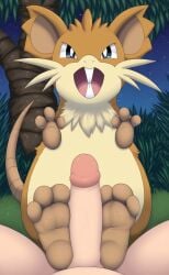 ai_generated feet foot_fetish foot_play footjob happy nintendo pawjob paws pokemon pokemon_(species) pokemon_only pov raticate trainer uncensored