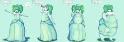 2018_easter_candy_contest 4chan ass ass_expansion belly belly_expansion belly_overhang big_ass big_belly big_butt big_thighs butt_expansion chubby chubby_female dress eating fat fat_belly fat_female female female_focus female_only green_clothing green_dress green_hair green_skin huge_thighs mini_princess overweight princess sequence shweetmagnet thick thick_ass thick_butt thick_thighs thigh_expansion thighs tummy weight_gain wide_hips