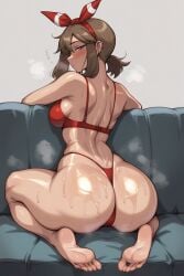 ai_generated ass back_view big_ass blue_eyes blush bra breasts brown_hair bubble_butt curvaceous curvaceous_female curvaceous_teen dumptruck_ass faprunner78 fat_ass fat_ass_teen feet hair_accessory hips kneeling kneeling_on_sofa lingerie looking_at_viewer looking_back may_(pokemon) medium_breasts natural_breasts oiled oiled_ass oiled_body oiled_skin panties pawg plump_ass pokemon red_lingerie round_ass short_hair sideboob slim_girl slim_waist steam steam_from_mouth steaming_body teenage_girl teenager thick_thighs thighs tied_hair toes voluptuous voluptuous_female voluptuous_teen waist wide_hips