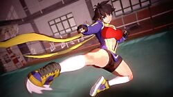3d asian asian_female battlehungryoni big_breasts black_hair breasts brown_eyes busty female female_focus female_only hourglass_figure japanese karate large_breasts makoto_(street_fighter) pinup pinup_pose pose posing scarf short_hair street_fighter tagme tomboy wide_hips