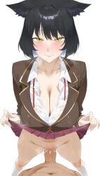 alpha_channel alternate_breast_size blake_belladonna blush bottomless byeon_dha cat_ears cleavage commission commissioner_upload cum cum_in_pussy cum_inside hard_nipples kemonomimi looking_at_viewer nekomimi nipples_visible_through_clothing pov revealing_clothes rwby school_uniform short_hair skirt skirt_lift standing standing_sex thighhighs transparent_background vaginal_penetration vaginal_sex wet_clothes yellow_eyes