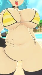 1female 1girl 1girls bikini bikini_bra black_gloves black_socks blue_hair boobs breasts chubby chubby_female female female_focus friday_night_funkin friday_night_funkin_mod girl gloves large_boobs large_breasts large_tits light-skinned_female light_skin long_hair pose posing skyblue skyblue_(friday_night_funkin) skyverse socks solo solo_female thick thick_legs thick_thighs thighs thong thong_bikini tits tongue tongue_out v_sign vr vrchat vrchat_avatar vrchat_model yellow_bikini