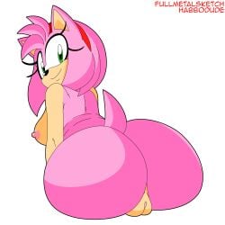 1female 1girl 1girls amy_rose anthro cheeks clitoris female female_anthro female_focus female_only furry_female girl green_eyes habbodude hedgehog_girl huge_ass huge_butt mobian mobian_(species) nipples nude_female pink_body pink_fur pink_nipples pink_skin pink_skinned_female presenting_hindquarters pussy sega sideboob simple_background solo solo_anthro solo_female sonic_(series) sonic_the_hedgehog_(series) thick_ass vaginal_sex white_background