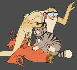 absurd_res after_sex alien alien_humanoid ambiguous_gender amputee animal_genitalia animal_penis anthro balding big_clitoris bisected blood bodily_fluids chimeracocks clitoris collar collar_only colored_blood cum cum_inside disability domestic_cat elderly eyewear eyewear_only felid feline feline_genitalia feline_penis felis feral genital_fluids genitals glasses glasses_only gore green_blood green_body group hair hand_on_head hi_res human humanoid jewelry long_beard long_hair long_tongue male male/male mammal mastectomy_scar necklace nude open_mouth overweight overweight_feral papa_g_(kid_cosmic) penis scar sharp_teeth stuck_chuck sweat sweatdrop teeth tongue trans_(lore) trans_man_(lore) trio tuna_sandwich_(character) unusual_blood unusual_bodily_fluids vaginal_fluids wearing_glasses wound_fucking
