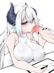 autofellatio drawing drawing_tablet futanari intersex monster_girl oc portal portal_fellatio silinthoakes