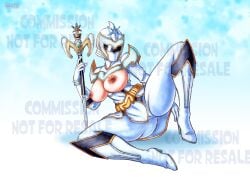 exposed_breasts full_body_suit gloves heel_boots helmet inverted_nipples large_breasts magic_staff magiranger mahou_sentai_magiranger milf nipples pose posing power_rangers power_rangers_mystic_force sentai shoulder_pads spandex splayed_legs staff super_sentai superhero_costume superheroine udanna_(power_rangers) wazzaby