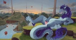 absurd_res animal_genitalia anus autopenetration blue_body blue_scales bodily_fluids claws cum cum_in_own_pussy cum_in_pussy cum_in_self cum_inside cuntboy cuntboy_sans_balls dragon eastern_dragon feral fingerprint_(artist) fur genital_fluids genital_slit genitals herm hermaphrodite hi_res horn intersex kailin_(gavinfoxx) maleherm mane masturbation multi_genitalia mythological_creature mythological_scalie mythology penetration penis pink_anus pink_pussy purple_body purple_claws purple_eyes purple_fur purple_horn purple_mane pussy scales scalie solo