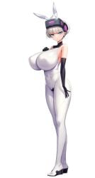 1girls akagi_rio armwear bare_shoulders big_breasts black_gloves bodysuit breasts bunny_ears bunny_girl curvy curvy_female derauea female female_only full_body game_cg gloves grey_eyes grey_hair hair_ribbon huge_breasts large_breasts latex latex_suit looking_at_viewer milk_factory minya_prenavas_8102 motto!_haramase!_honoo_no_oppai_isekai_oppai_bunny_gakuen! nipple_bulge official_art png rubber_suit shiny_breasts shiny_skin short_hair solo standing teenager thighs transparent_background younger_female