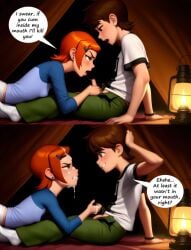 1boy1girl ben_10 ben_tennyson blowjob gwen_tennyson handjob incest