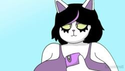 alphys animated asgore_dreemurr ass breasts catti_(deltarune) catti_(undertale) censored chunkiroll embarrassed female male nude tagme towel undertale video