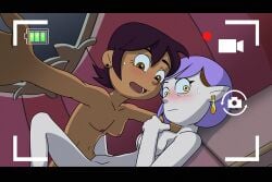 2girls amity_blight blush breasts camera_pov camera_view canon_couple dark-skinned_female female lesbian light-skinned_female luz_noceda no_watermark tagme the_owl_house yuri