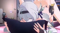 caelus_(honkai:_star_rail) firefly_(honkai:_star_rail) honkai:_star_rail on_bed