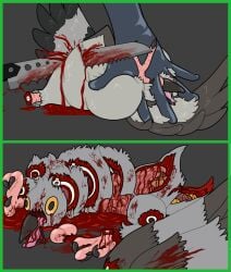 ambiguous_gender avian bird blood bodily_fluids butchery death dismemberment generation_5_pokemon gore hi_res knife littlepinebox nintendo pidove pokemon pokemon_(species) snuff
