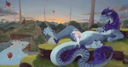 absurd_res after_orgasm animal_genitalia anus blue_body blue_scales bodily_fluids claws cum cum_in_own_pussy cum_in_pussy cum_in_self cum_inside cuntboy cuntboy_sans_balls dragon eastern_dragon feral fingerprint_(artist) fur genital_fluids genital_slit genitals herm hermaphrodite hi_res horn intersex kailin_(gavinfoxx) maleherm mane multi_genitalia mythological_creature mythological_scalie mythology penis pink_anus pink_pussy purple_body purple_claws purple_eyes purple_fur purple_horn purple_mane pussy scales scalie solo
