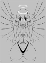 1girls angel anythinggoes mayl_sakurai mega_man mega_man_battle_network thick_thighs thighhighs thighs thong wide_hips wings
