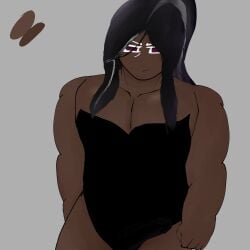 addiestx annoyed bara buff bulge bunnysuit cookie_run cookie_run_kingdom dark-skinned_male dark_cacao_cookie male muscular muscular_male solo solo_male yaoi