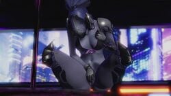 16:9 16:9_aspect_ratio 1girls 3d anus bra dark_skin female female female_focus female_masturbation fingerless_gloves indoors looking_down masturbation neon overwatch partially_clothed pussy solo solo_female squatting vagina video_game video_game_character video_game_franchise widowmaker