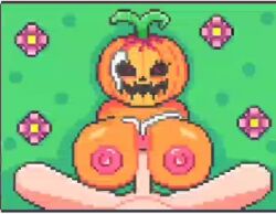 breastjob breasts cum female pixel_art pumpkin_girl pumpkin_head pumpkin_love