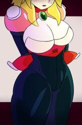 1girls alia android bodysuit breasts cleavage clothed female mega_man mega_man_x robot thick_thighs thighs wide_hips