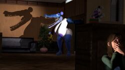 animatronic animatronic_female ballora_(fnafsl) ballora_(spiderjunior10) big_ass big_breasts charlie_(fnaf) charlie_emily charlie_emily_(fnaf_games) chasing covered_mouth crocodile_jaws death endoskeleton fear five_nights_at_freddy's fnaf_novels full_breasts heavy_breasts heels helpy hide high_heels huge_breasts large_areolae large_breasts long_socks male male_death monster monster_girl naked office purpleyblack seeking sexy_android sfm shadow sharp_teeth shiny_eyes source_filmmaker springtrap_(fnaf) taller_girl white_body white_skin