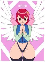 1girls angel anythinggoes colored edit mayl_sakurai mega_man mega_man_battle_network thick_thighs thighhighs thighs third-party_edit thong wide_hips wings