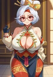 1girls ai_generated big_breasts black_skirt breasts civitai cleavage cleavage_cutout clouds collarbone dress exposed_shoulders female glasses gown highres large_breasts light-skinned_female nintendo outside purah purah_(tears_of_the_kingdom) red_eyes red_glasses sheikah short_hair skin_tight smile solo tears_of_the_kingdom the_legend_of_zelda tight_clothing white_hair