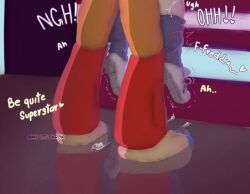 cum_dripping_down_thighs five_nights_at_freddy's:_security_breach glamrock_freddy_(fnaf) gregory_(fnaf) lifted_by_another pinned_to_wall shaking yaoi