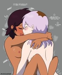 2girls amity_blight breasts dark-skinned_female dialogue disney female interracial luz_noceda nipples tagme teenager the_owl_house yuri