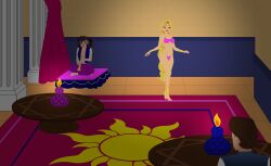 1boy 2girls accurate_art_style belly_dancer bikini black_hair blonde_hair brown_hair cassandra_(tangled) disney disney_channel eugene_fitzherbert female green_eyes human long_hair male mehefin013 parody quest_for_glory rapunzel self_upload short_hair tangled tangled:_the_series white_female white_male