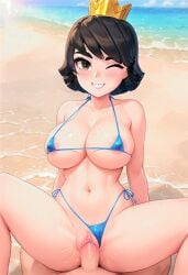 1boy1girl 1girls ai_assisted ai_generated ass beach bikini bitch blush breasts clash_(series) clash_royale girl hips looking_at_viewer micro_bikini one_eye_closed penetration princess princess_(clash_royale) sex slime thighs vagina vaginal_fluids vaginal_penetration vaginal_sex you