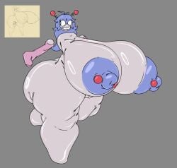 2025 animated ass ass_focus big_ass big_breasts blue_hair breasts drawing gray_background grey_skin hips larger_female p0verteils p0verteils_(oc) penis sex vagina vaginal_penetration vaginal_sex white_body white_skin
