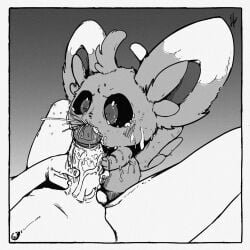 absurd_res bodily_fluids comic cum duo feral generation_5_pokemon genital_fluids genitals hi_res jfurby male male/male minccino nintendo oral penis pokemon pokemon_(species)