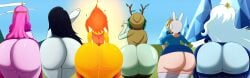 6girls adventure_time ass ass_chart ass_row big_ass big_butt black_hair blonde_hair bubble_ass bubble_butt cartoon_network dress_up dumptruck_ass female fionna_the_human_girl flame_princess huge_ass huntress_wizard ice_queen_(adventure_time) long_hair marceline milf pink_hair princess_bubblegum stockings tagme thick_thighs white_hair