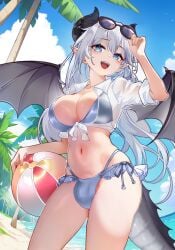 bikini bulge futanari horns monster_girl silinthoakes sunglasses wings
