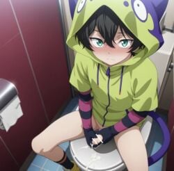 1boy aged_up cumming male masturbation miya_chinen public_sex sk8_the_infinity solo_male toilet_stall yaoi