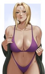 1girls big_breasts bikini blush blushing_at_viewer breasts curvaceous curvy curvy_female female female_focus female_only gud0c hi_res highres huge_breasts large_breasts light-skinned_female light_skin long_hair looking_at_viewer naruto naruto_(series) smile smiling smiling_at_viewer solo solo_female solo_focus swimsuit thick_thighs thighs tsunade wide_hips