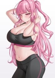 artist_request ass breasts female female_only large_breasts long_hair navel solo solo_female sports_bra sportswear