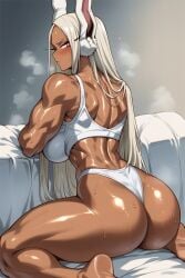 ai_generated ass back_view big_ass big_breasts boku_no_hero_academia bra breasts bunny_ears bunny_girl curvaceous curvaceous_female dark-skinned_female dark_skin dumptruck_ass faprunner78 fat_ass feet hips kneeling kneeling_on_sofa lingerie long_hair looking_at_viewer looking_back mirko miruko muscular muscular_arms muscular_back muscular_body muscular_female muscular_thighs my_hero_academia natural_breasts oiled oiled_ass oiled_body oiled_skin panties plump_ass red_eyes round_ass side_view sideboob slim_girl slim_waist steam steaming_body thick_thighs thighs voluptuous voluptuous_female waist white_hair white_lingerie