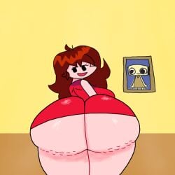 ass auburn_hair big_ass big_breasts breasts bubble_ass bubble_butt dandy's_world dingdingwing dumptruck_ass dumptruck_butt fat_ass friday_night_funkin girlfriend_(friday_night_funkin) huge_ass mob_face red_dress shelly_(dandy's_world) thick_ass thick_thighs