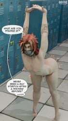 3d 3d_(artwork) annoyed annoyed_expression big_ass blender blender_(software) blender_cycles dialogue english english_text femboy feminine_male fortnite fortnite:_battle_royale gay girly looking_at_viewer lucien_west mouth_mask oofoe self_upload small_penis solo solo_male talking talking_to_viewer thick_thighs trap twink wet wet_skin yaoi
