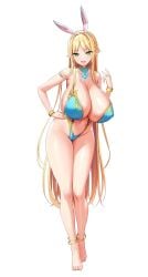 1girls akagi_rio alistine_mi_rosiel anklewear bare_shoulders barefoot big_breasts bikini blonde_female blonde_hair breasts bunny_ears bunny_girl curvy curvy_female derauea feet female female_only full_body game_cg hair_ribbon huge_breasts large_breasts long_hair looking_at_viewer milk_factory motto!_haramase!_honoo_no_oppai_isekai_oppai_bunny_gakuen! nipple_bulge official_art png shiny_breasts shiny_skin solo standing teenager thighs transparent_background younger_female