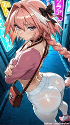 ai_generated ass ass_focus astolfo_(fate) fate_(series) femboy high_heels kinkyfuel lingerie lingerie_panties yaoi