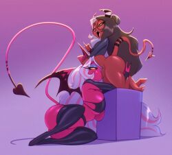 1girls bare_arms bare_legs bare_shoulders bare_thighs big_breasts bigdad blowjob color demon demon_horns demon_tail ember(bigdad) fellatio female helluva_boss hi_res imp large_breasts long_hair oral oral_sex original_character pink_body pink_hair pink_skin red_body red_skin succubus succubus_horns succubus_tail succubus_wings sucking sucking_penis thick_thighs