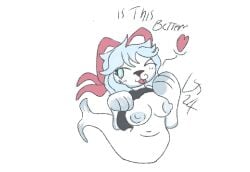 2024 anthro areola belly blue_eyes blue_hair blue_nipples blush bow_ribbon breasts celtic_mythology clothed clothing clothing_lift european_mythology female flashing flippers fur furry hair heart_symbol karbi lewdstuffstack mammal marine mythological_creature mythological_marine mythology nipples nude one_eye_closed pinniped seal selkie shirt shirt_lift simple_background simple_coloring solo tail tank_top text tongue tongue_out topwear transformation wink