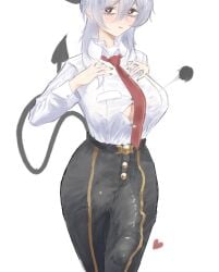 bulge clothes cuora fully_clothed futanari horns red_eyes wuthering_waves zani_(wuthering_waves)