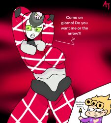 angry armpits english_text jojo's_bizarre_adventure king_crimson queen_crimson sweat text