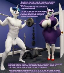 3d_(artwork) anthro anthrofied ass balls big_balls big_balls_small_penis big_breasts big_butt bimbonybrats breasts cfnm cleavage clothed clothing digital_media_(artwork) disproportionate_genitalia duo embarrassed english_text equid equine exercise female friendship_is_magic genitals hasbro hi_res horse huge_breasts huge_butt humiliation male male/female mammal mature_female micropenis muscular my_little_pony nude penis penis_humiliation pony shining_armor_(mlp) shocked size_queen small_penis small_penis_humiliation text twilight_velvet_(mlp) walk-in workout