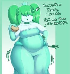 2018_easter_candy_contest 4chan annoyed ass belly big_ass big_belly big_butt big_thighs burger chubby chubby_female dress fat fat_belly fat_female female female_focus female_only green_clothing green_dress green_hair green_skin hand_on_hip huge_thighs mini_princess overweight princess shweetmagnet thick thick_ass thick_butt thick_thighs thighs tummy wide_hips