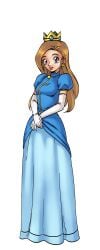 blonde_hair blue_eyes breasts cg crown curvy dress earrings elbow_gloves female full_body gloves hentai_heroes jewelry kinkoid lipstick long_hair looking_at_viewer makeup medium_breasts official_art parody princess princess_noemy_(hentai_heroes) simple_background smile solo standing transparent_background white_gloves wide_hips