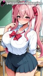 1girls 2025 ai_assisted ai_generated anime artist_name ass bangs big_ass big_breasts big_butt big_chest blush booty bow bowtie breasts bubble_ass bubble_butt bust busty buttocks chair chalkboard chest classroom clothed_female collarbone curvy_ass desk eyebrows_visible_through_hair female_focus female_only firm_ass flying_sweatdrops gowther hair_between_eyes hairbow hi_res high_quality high_resolution highres indoors juicy_ass juicy_butt large_ass large_breasts long_hair looking_at_viewer nanatsu_no_taizai nose_blush on_desk patreon patreon_username perfect_ass pink_hair pleated_skirt plump_ass red_bow red_bowtie round_ass school_chair school_desk school_uniform seven_deadly_sins sexy_ass shirt sidelocks sitting sitting_on_desk skirt skypassion solo stable_diffusion table thick_thighs thighs tight_ass twintails voluptuous_ass watermark white_shirt